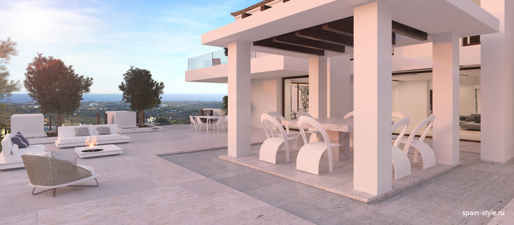 Terrace, New villa in Benahavís with mountain views