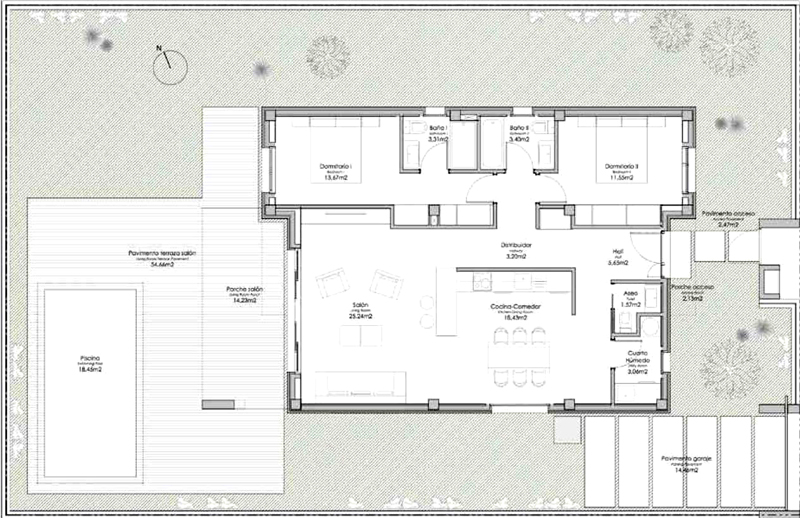 Layout plan, 2 bedrooms, Modern villas for sale in Torre del Mar