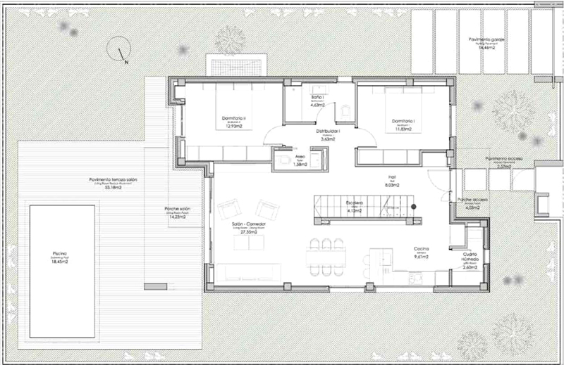 Layout plan, 3 bedrooms, Modern villas for sale in Torre del Mar