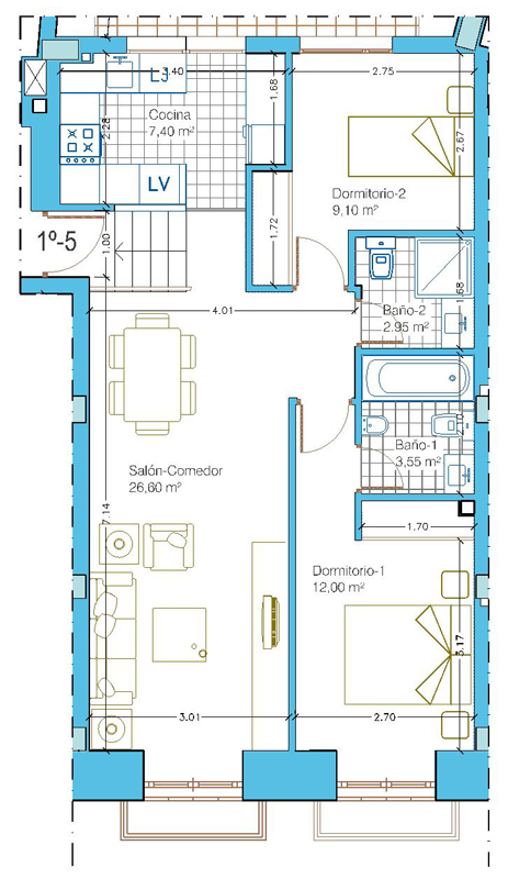Планировка квартиры 2 спальни
