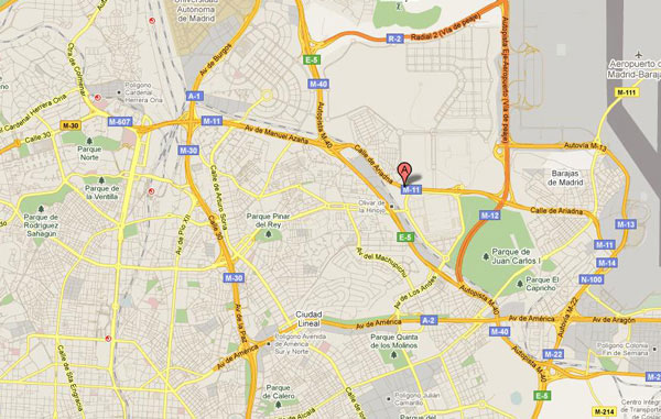 Расположение офиса на карте Мадрида