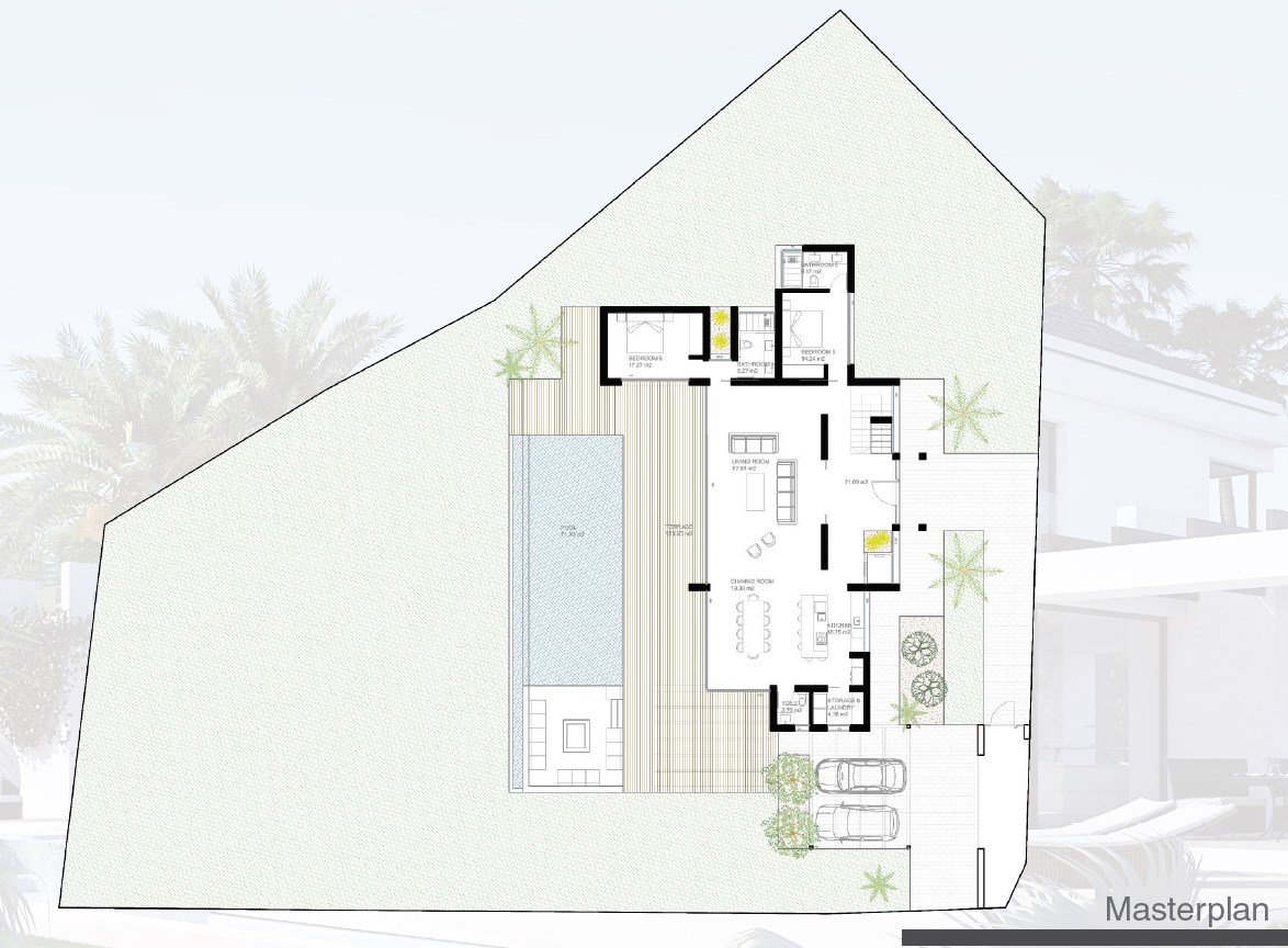 Общий план участка и первого этажа, Современная вилла от застройщика в Бенаависе