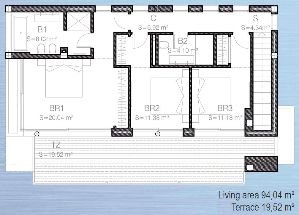 First  floor:  Bedrooms and Terrace, Modern new villa in Estepona
