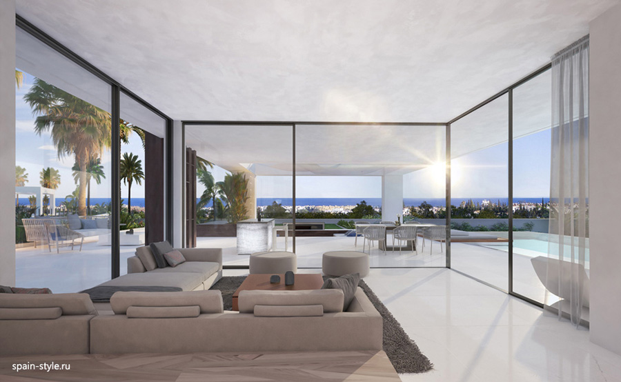 Living room, Luxury sea view villas  in the New Golden Mile 